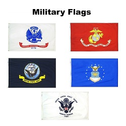 Nylon Set of 5 Armed Forces Flags- 12"x18"