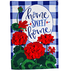 18"x12" Plaid Geraniums Garden Flag